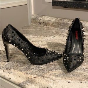 Black Vegan Leather Studded 4-5inch heals Size 10M